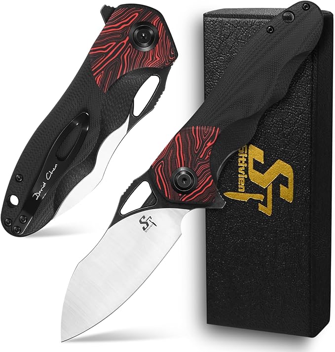 Sitivien ST154 Folding Knife, Sandvik 14C28N Steel Blade with G10 Handle,Chinese Zodiac Series EDC