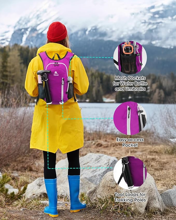 Small Hiking Backpack with Front Phone Holder, Packable Back pack with Chest and Waist Strap