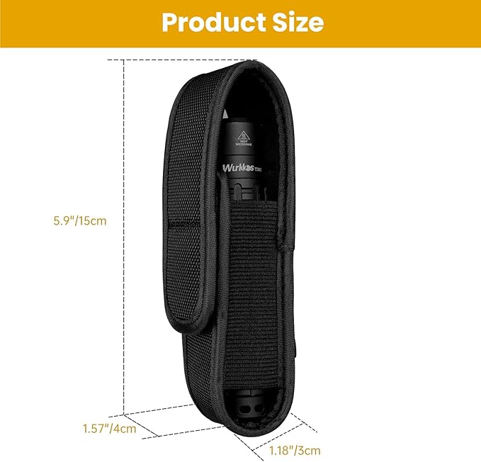 Wurkkos Flashlight Holster, LED Tactical Flashlight with Elastic Nylon, Flashlight Pouch, Nylon