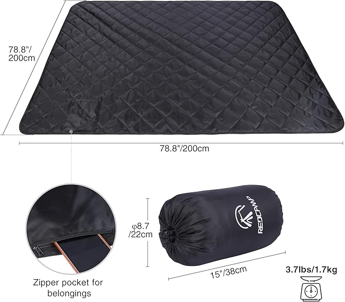 REDCAMP Large Warm Blanket with Sherpa Lining, Cold Weather Outdoor Blanket Windproof for Camping