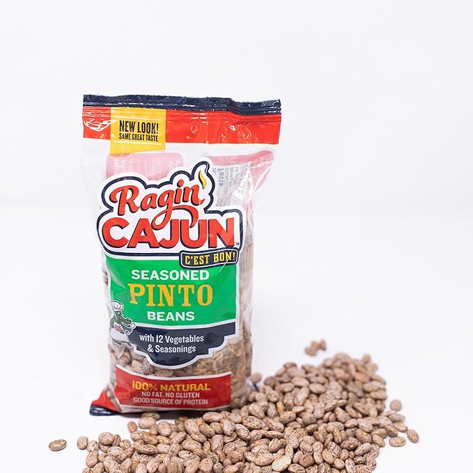 Ragin' Cajun Seasoned Pinto Beans - 16 oz Bag, Gluten-Free, No MSG, Authentic Louisiana Creole Bean