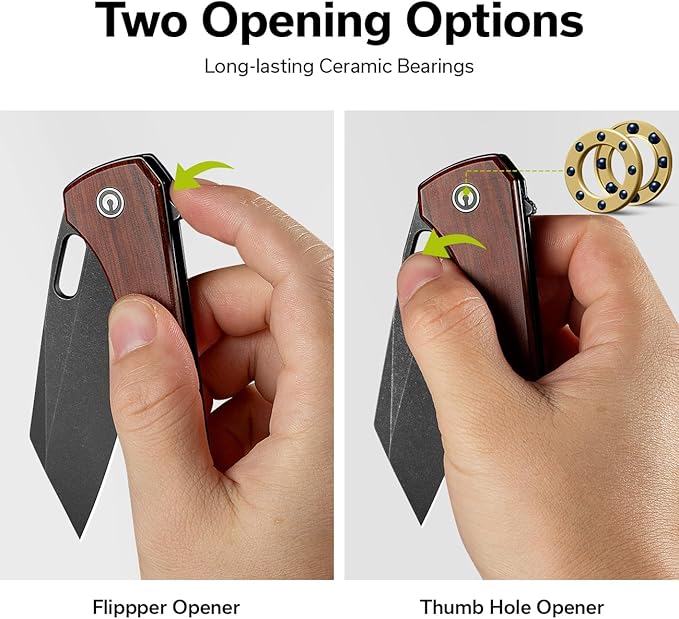 CIVIVI Nugz Folding Pocket Knife for EDC, 3.17" 14C28N Reverse Tanto Blade Wood Handle Flipper