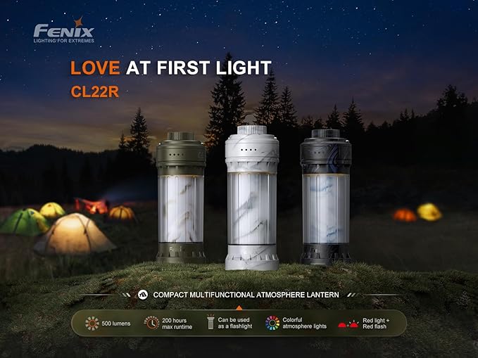 Fenix CL22R 500 Lumen Compact Lantern, USB-C Rechargeable and Multifunctional with Red Light and