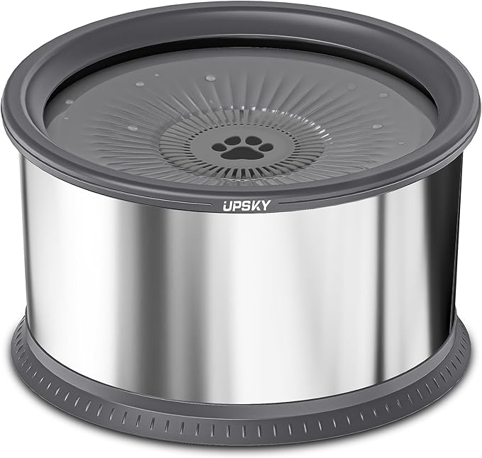 UPSKY Super Large Capacity No Spill Dog Bowl, 6.5L Stainless Steel Spill Proof Slow Water Feeder