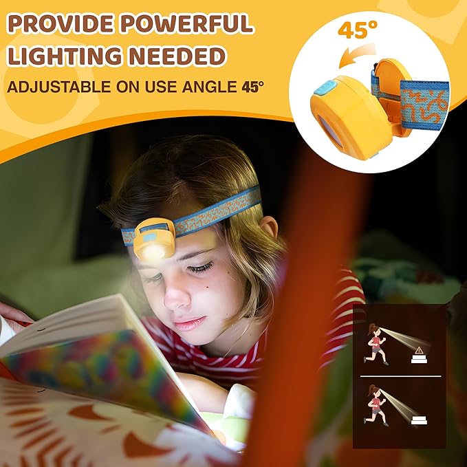 EverBrite LED Headlamp Rechargeable Kids Headlamp with RGB Mode and Adjustable Headband, 3 Modes