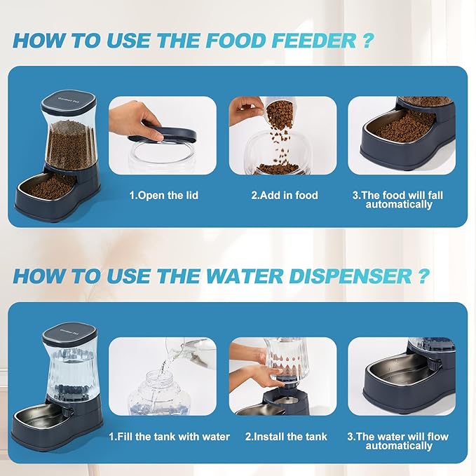 Gardner Pet Automatic Dog Water Dispenser Gravity Stainless Steel Waterer & Food Feeder Set, 100%