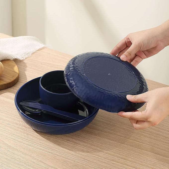 Evanda Camping Mess Kit with Bowl, Plate, Cup, Spoon, Fork, Knife and Carry Bag, Reusable Camping