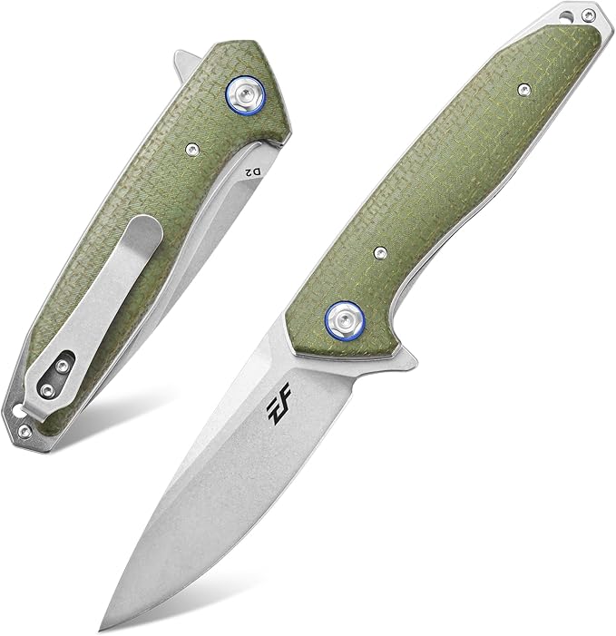 Eafengrow EF972 Folding Knife, D2 Steel Blade Micarta Handle Pocket Knife Folder for Outdoor