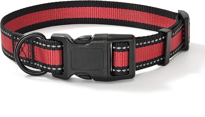 Mile High Life Dog Collar | Nylon Reflective Dog Collars | Light Weight Puppy Collars | Red Dog