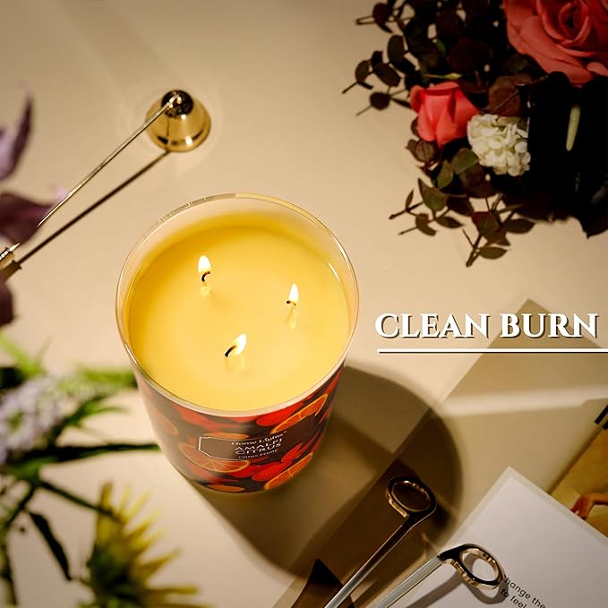 HomeLights 3-Wick Candles for Home Scented - 34oz Soy Wax Blend Candle Long-Lasting Fragrance