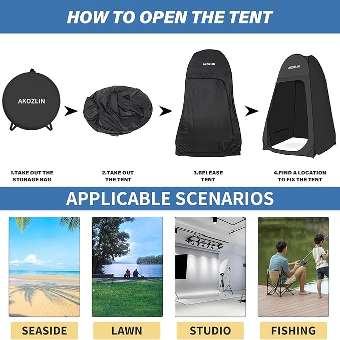 AKOZLIN Portable Pop Up Shower Tent Instant Privacy Dressing Changing Tent Outdoor Shower Room Camp