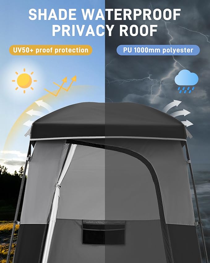KingCamp Shower Tent, Portable Privacy Tent Outdoor Camping 1/2 Room Toilet Tents with Shower Bag &