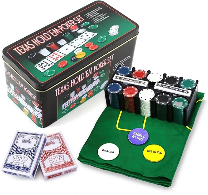 Poker Chip Set with Aluminum Storage Box,200 Pcs Poker Chips,2 Pack Pokers,1 Professional Table