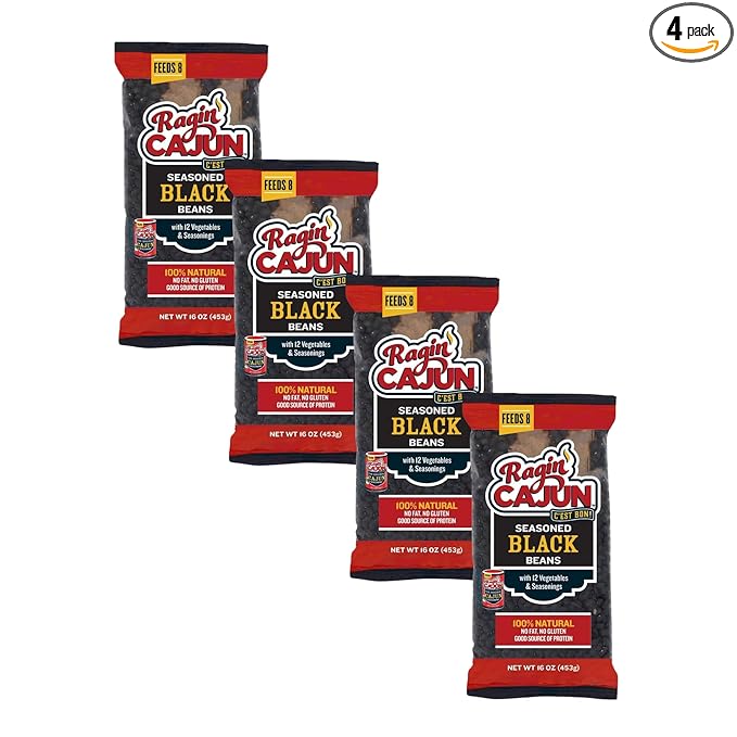 Seasoned Black Beans 16 oz Ragin Cajun (Pack of 4)