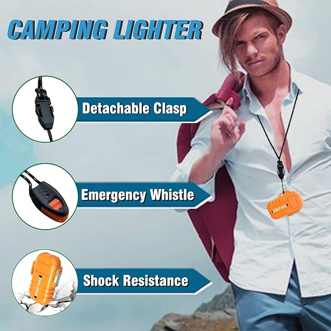 Torch Lighter, 2 Pack Butane Lighter, Windproof Outdoor Gas Lighter Adjustable Jet Flame Lighters