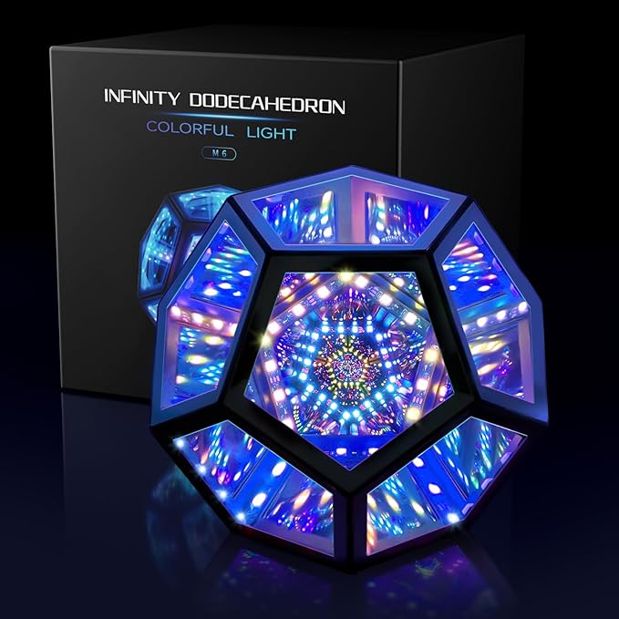 Infinity Mirror Light Infinite Dodecahedron Color Art Light for Gaming Room Decor 3D Hyper Cube