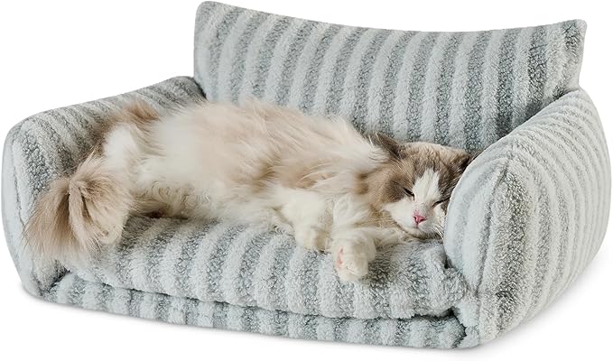Hollypet Cat Bed Fluffy Plush Mutifuctional Double-Layer Soft Pet Couch Orthopedic Sofa Nest Beds