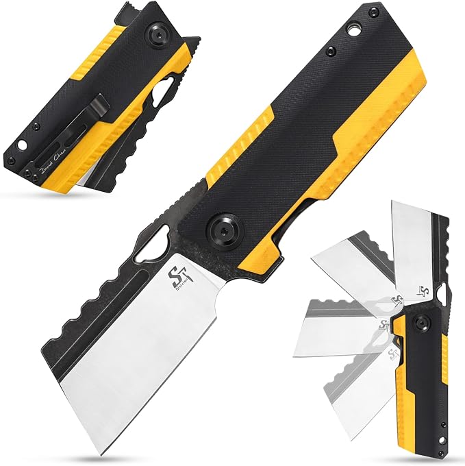 Sitivien ST155 Folding Knife,Sandvik 14C28N Steel Blade,G10 Handle EDC Tool Knife Pocket Knife for