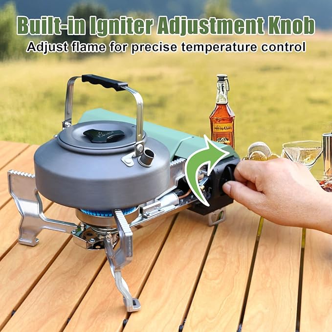 Hisencn Portable Camping Stove with Storage Bag | 8871 BTU/2600W High-Power Outdoor Gas Stove for