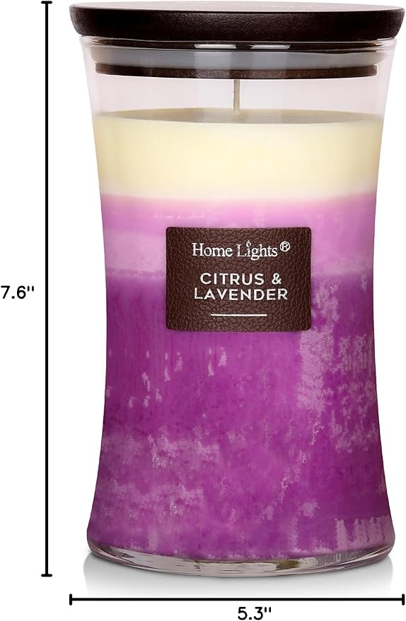HomeLights 3-Layer Candles for Home Scented, 21.52 OZ Natural Soy Wax Scented Candles Burns Up to