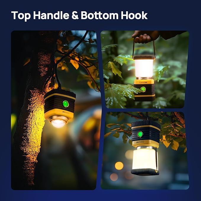 LED Camping Lantern, Consciot C02 USB-C Rechargeable Camping Lights, 1500LM, 5 Light Modes, Up to