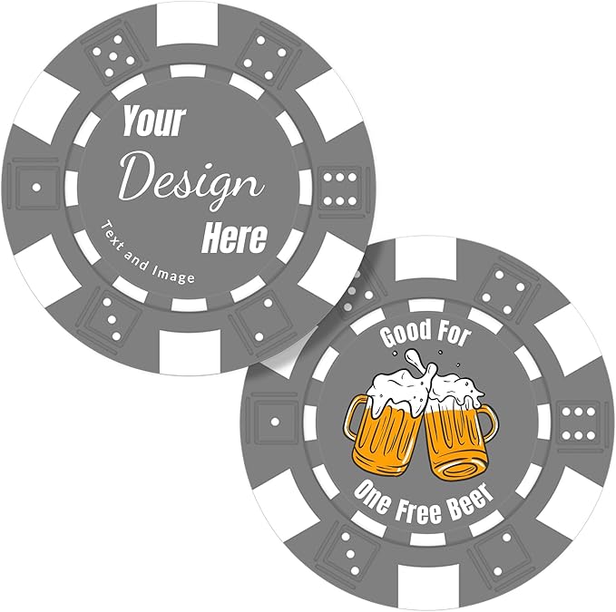 50 Custom Poker Chips,Personalized with Your Logo Image or Text,11.5g Clay Casino Chips for Events