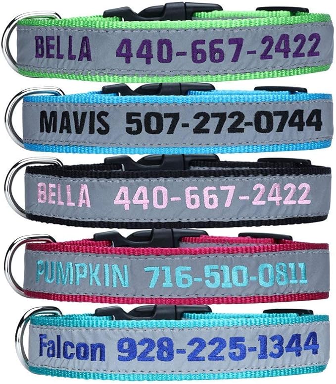 ROKHEVN WANTIG Embroidered Personalized ID Collar, 4 Adjustable Sizes: Extra-Small, Small, Medium