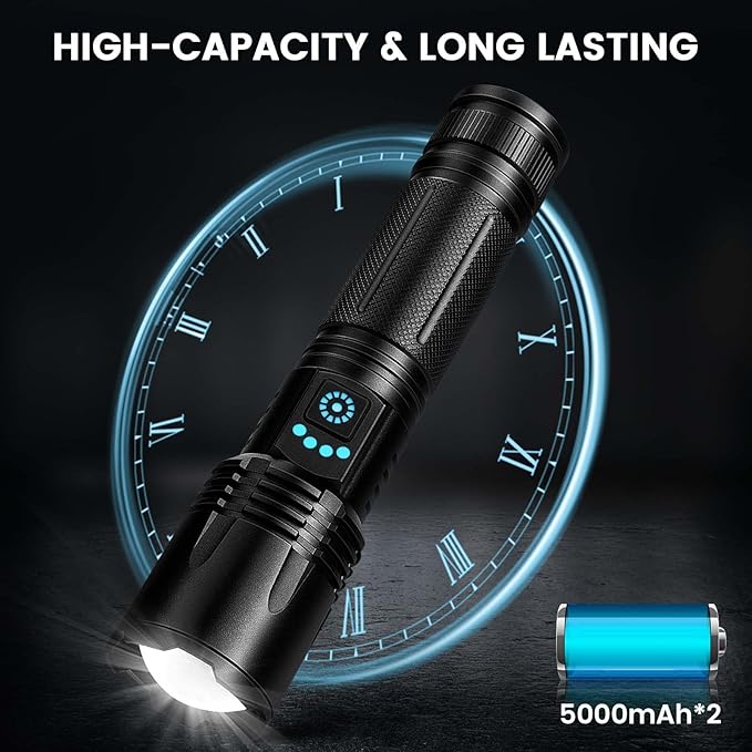 Rechargeable Flashlights High Lumens, 99,000 Lumens Super Bright Led Flashlights with 5 Modes &