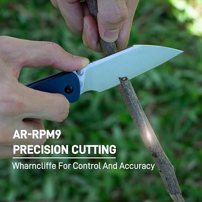 CJRB Pyrite-Light Pocket Knife, Folding Knife with 3.34'' AR-RPM9 Steel Blade EDC Knife with Pocket