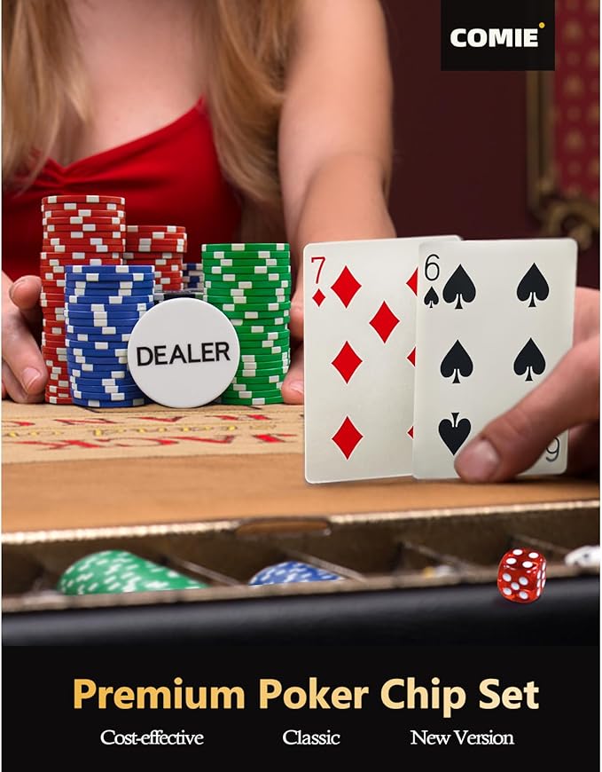 Poker Chips with Numbers,500PCS Poker Chip Set with Aluminum Travel Case,11.5 Gram Poker Set for