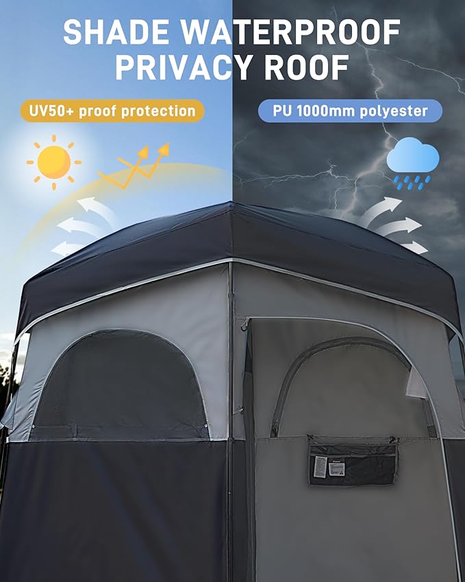 KingCamp Shower Tent, Portable Privacy Tent Outdoor Camping 1/2 Room Toilet Tents with Shower Bag &