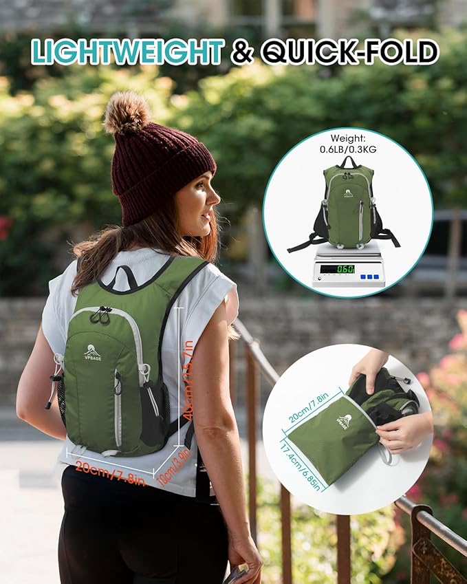 Small Hiking Backpack with Front Phone Holder, Packable Back pack with Chest and Waist Strap