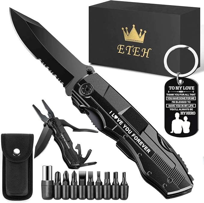 Gifts for Boyfriend Husband,Multitool Pocket Knife "I LOVE YOU",Anniversary Birthday Christmas