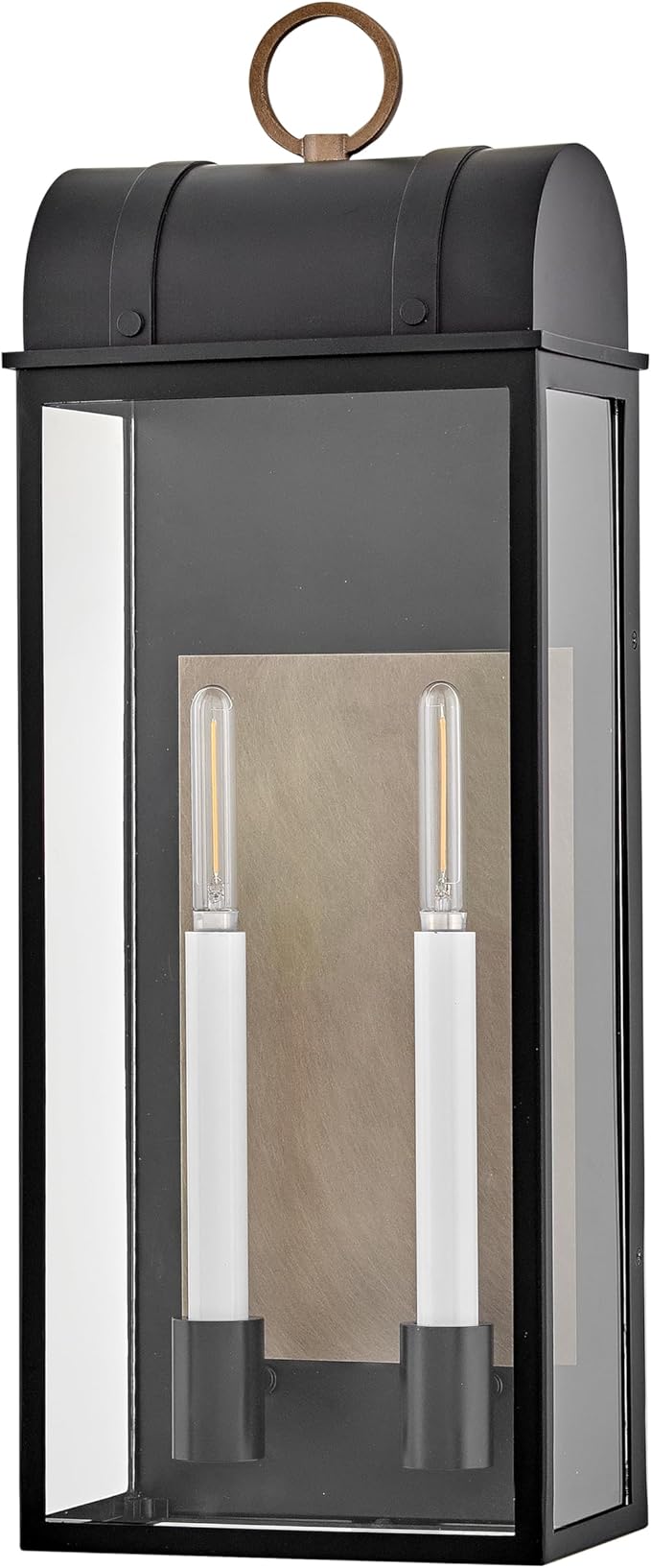 Hinkley Campbell Large Wall Mount Outdoor Lantern - Clear Glass, Aluminum - Black Finish and