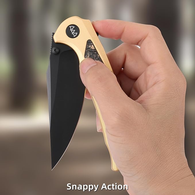 EDC Pocket Knife, 3.6" 14C28N Clip Point Folding Knife, Aluminium With Steel Inlay Handle and Liner