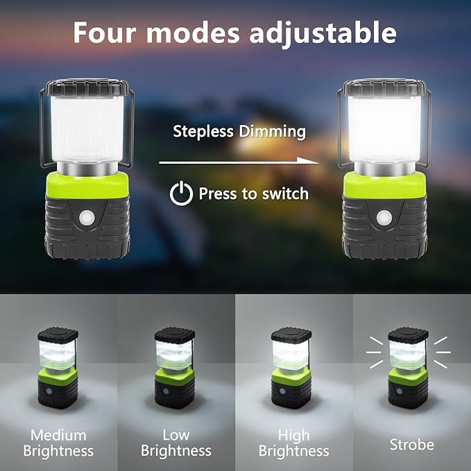 3Packs LED Camping Lantern Rechargeable 1000LM, 4500mAh Power Bank, IP44 Waterproof Lantern