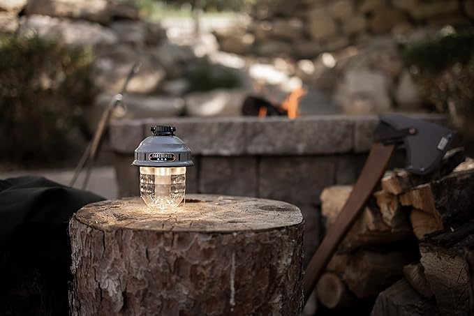 Barebones Beacon Hanging Light ??State Grey, Rechargeable LED Camping Lantern with Adjustable