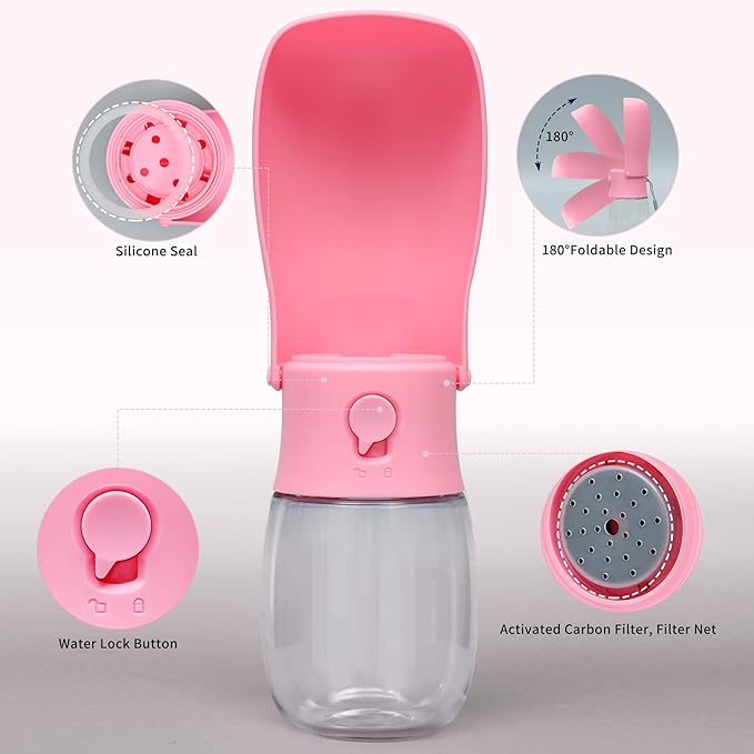 Dog Water Bottle, Leak Proof Portable Puppy Water Dispenser, Travel Puppy Water Bowl, Foldable
