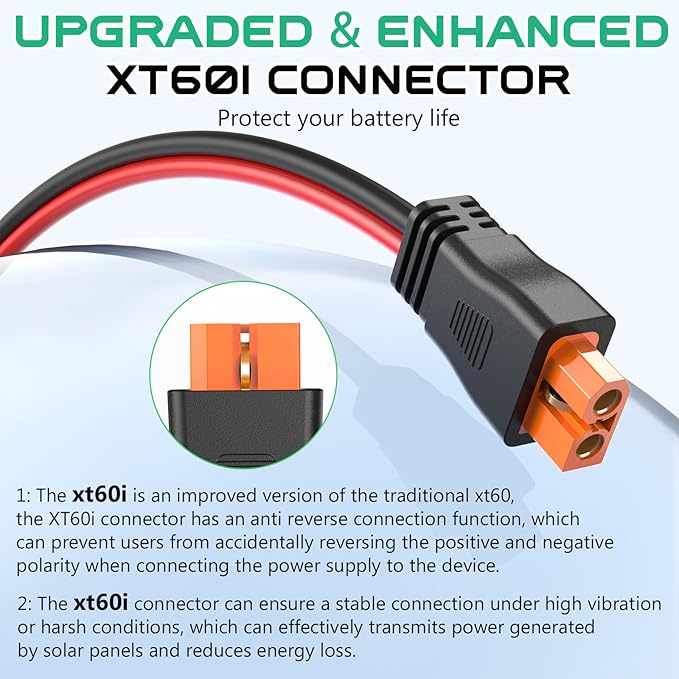 Oududianzi 10AWG XT60i Solar Cable 40FT, XT60i Cable to Solar Connector 3 10 15 20 30 40 50FT