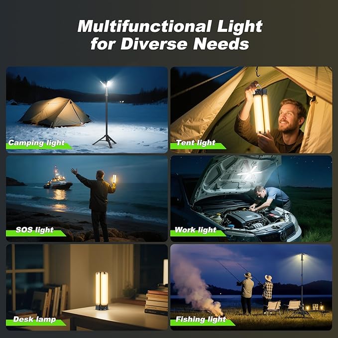 Camping Lights with Remote & Stand 6 Ft,14000 mAh Rechargeable Camping Lantern Tent Light, 6000