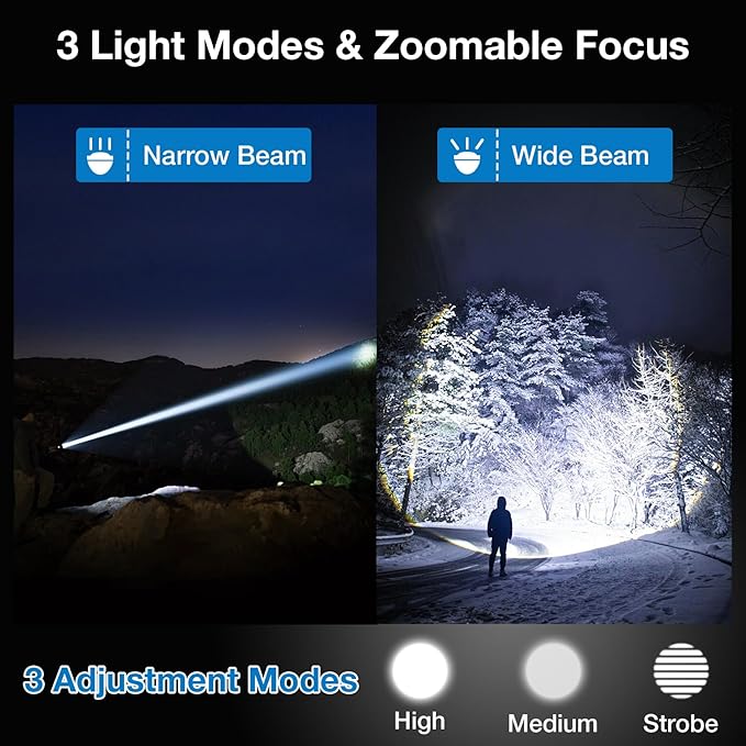 Rechargeable Flashlights High Lumens 990,000L (2Packs), Super Bright LED Handheld Tactical Flash