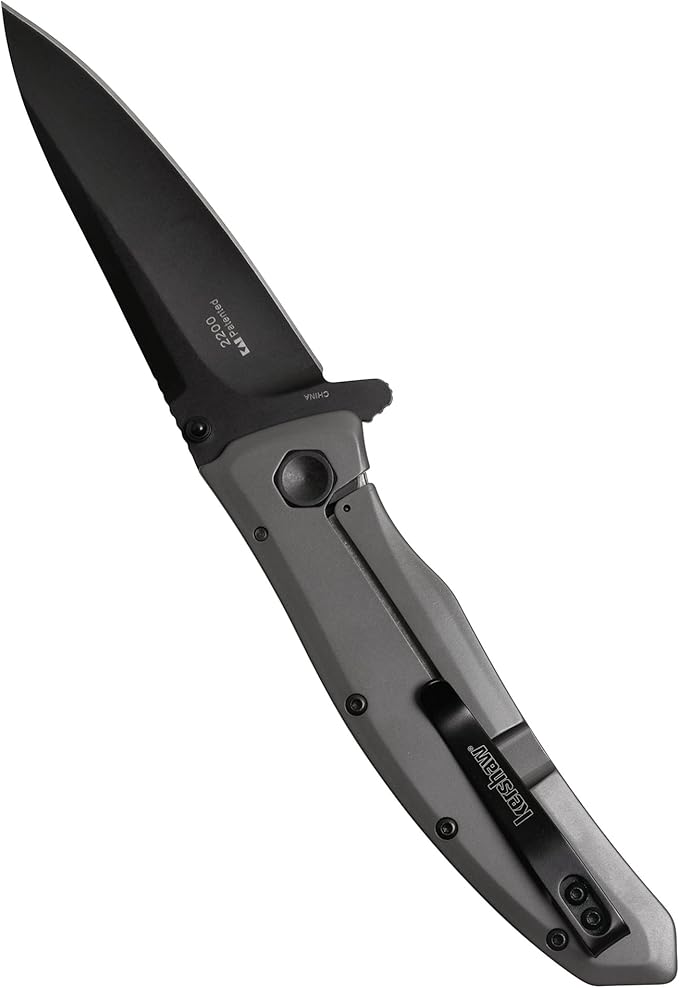 Kershaw Grid Pocketknife, 3.7" 8Cr13MoV Steel Drop Point Plain Edge Blade, Assisted One-Handed