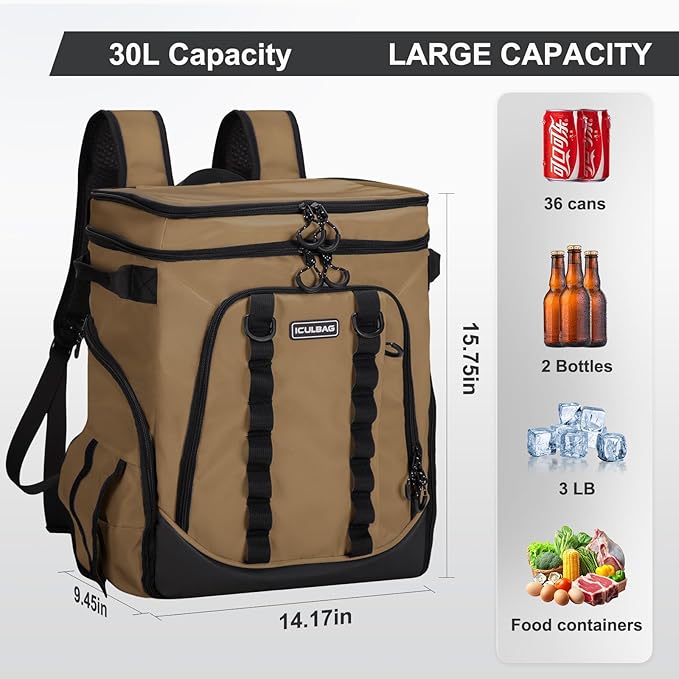 Beach Cooler Backpack for Men 36cans Insulated Backpack Cooler Lunch Bag for Women Camping Hiking