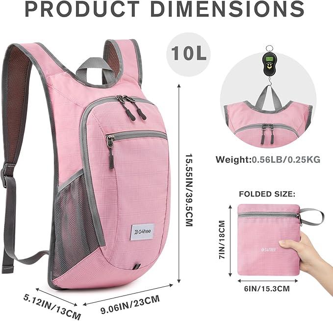 G4Free 10L/15L Hiking Backpack Lightweight Packable Hiking Daypack Small Travel Outdoor Foldable
