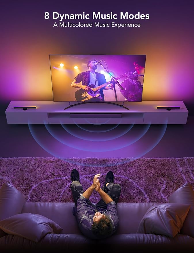 Govee RGBIC Light Bars, 15 Inches WiFi TV Backlight Suitable for 45-70 inch TVs, Smart Light Bars
