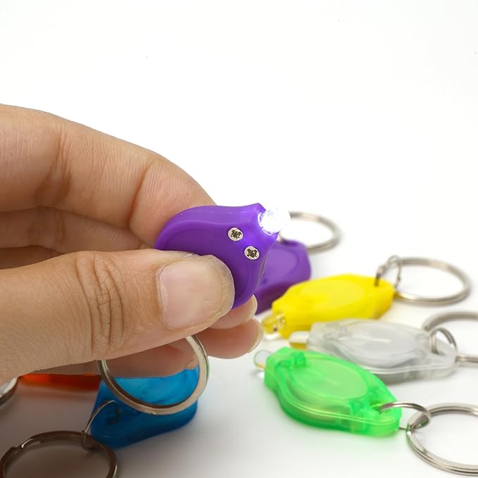 9PCS Mini Small LED Keychain Ring Flashlight, White Rows Ultra High Bright Tiny Micro UV Lighting