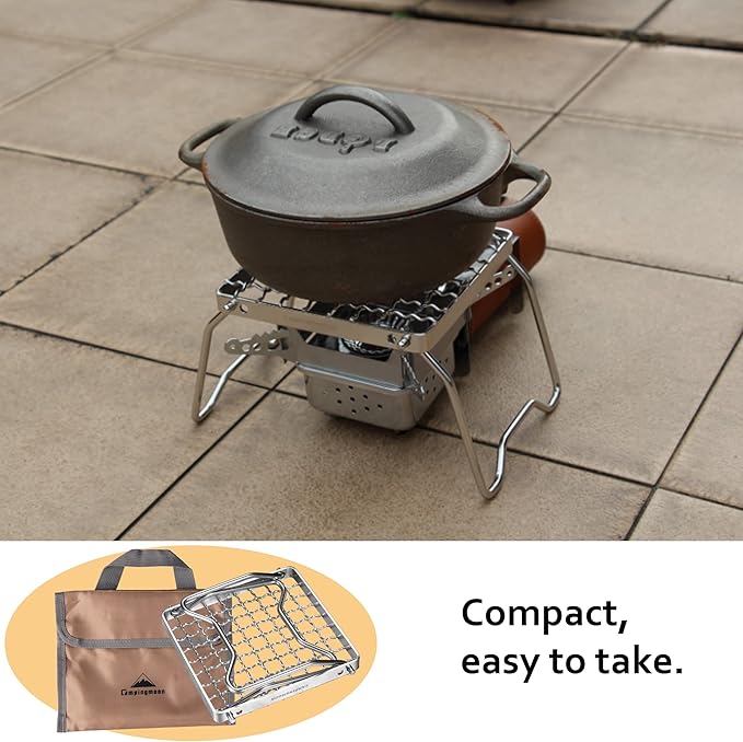 CAMPINGMOON Portable Folding Camping Campfire Grill over Fire Split Stoves 304 Stainless Steel