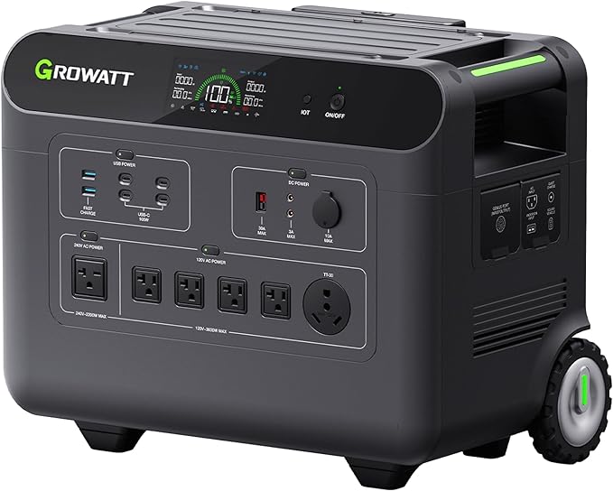 GROWATT Portable Power Station,HELIOS 3600W Electric Solar Generator,3686Wh LiFePO4 Battery,for