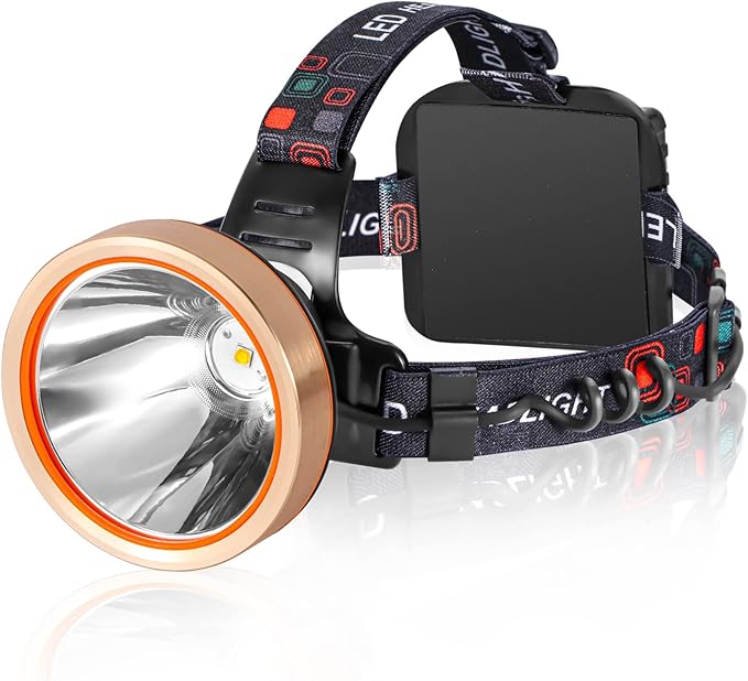 LED Rechargeable Headlamp, Super Bright Waterproof Headlight Spotlight, Hard Hat Flashlight for