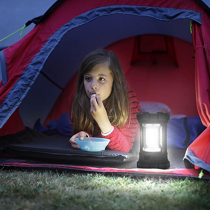 Camping Lantern, 3000LM LED Rechargeable Battery Operated Lantern, 5 Light Modes, COB Waterproof